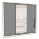Ver imagem 2 de Guarda-roupa Casal Valência 3 Portas 4 Gavetas com Espelho Branco/cinza - Politorno