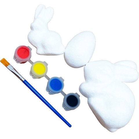 Kit 18 Coelhos com Ovos Páscoa em Isopor para Pintar Tintas