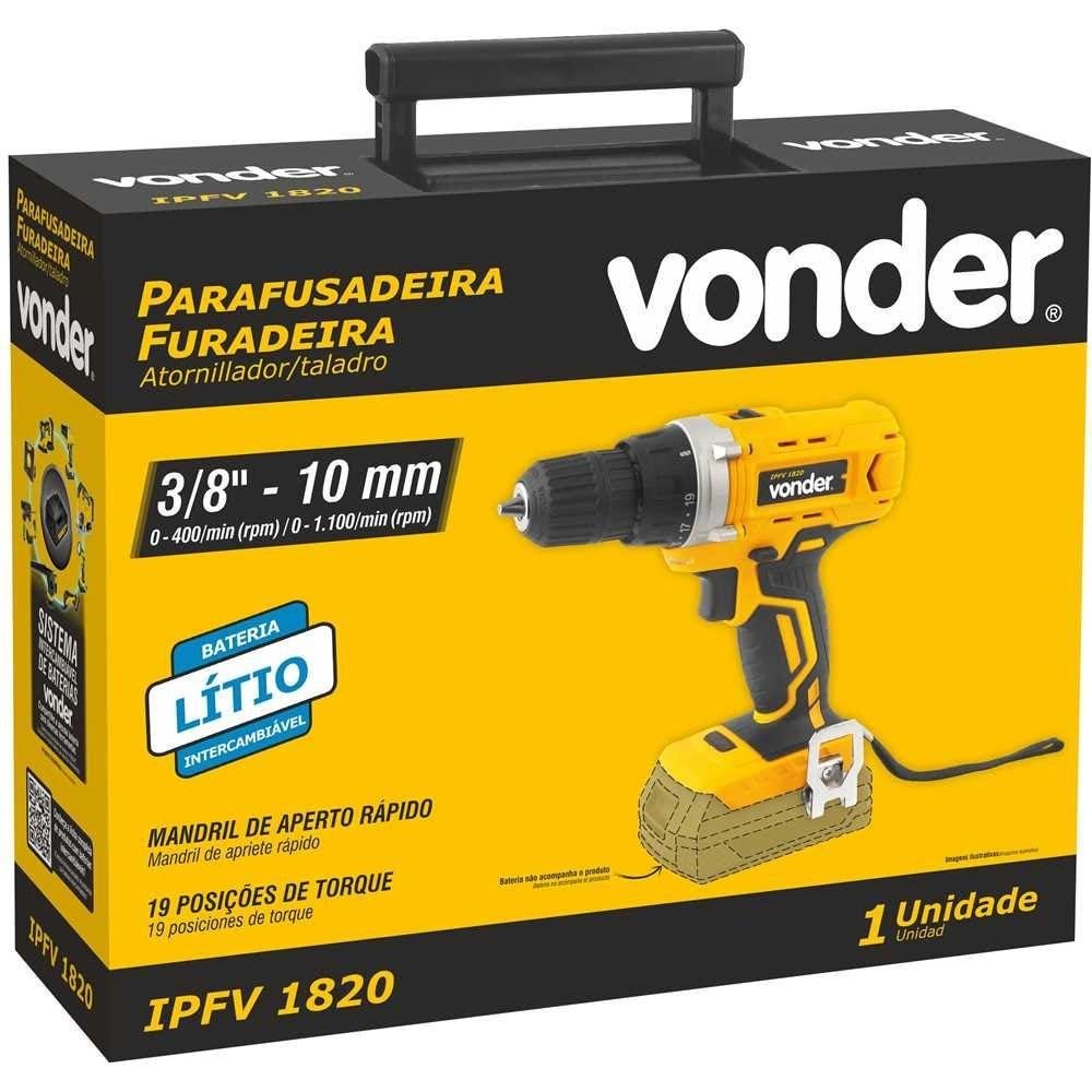 Parafusadeira Furadeira 3/8 Pol sem Bateria e Carregador Vonder - 6