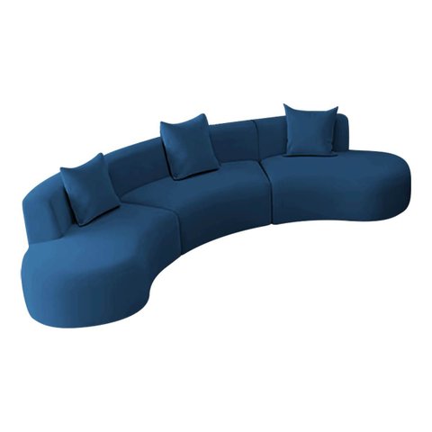 Kit Sofá Modular 4 Lugares Moderno Curvo Orgânico Duna Linho