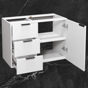 Ver imagem 2 de Balcão Móvel Gabinete Mdf para Banheiro sem Tampo sem Cuba 70cm Gavetas Lado Esquerdo Puxador Preto