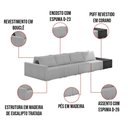 Ver imagem 7 de Sofá Ilha 4 Lugares Living 512cm Modulado Lary Bouclê Pu Pto K01 Cor Cinza Claro