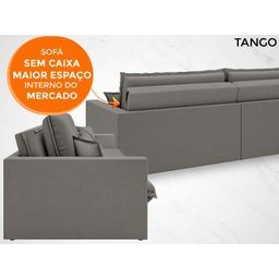 Sofá Tango 2,60M Sem Caixa, Retrátil e Reclinável Velosuede Cinza - Netsofás - 3