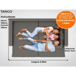 Sofá Tango 2,60M Sem Caixa, Retrátil e Reclinável Velosuede Cinza - Netsofás - 9