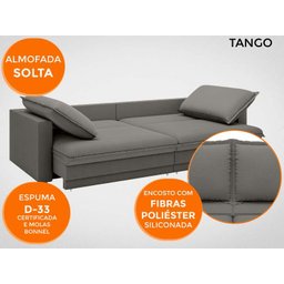 Sofá Tango 2,60M Sem Caixa, Retrátil e Reclinável Velosuede Cinza - Netsofás - 4