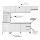 Ver imagem 3 de Cozinha Modulada 4 Peças Balcão sem Tampo 160cm Andréia Branco - AJL Móveis