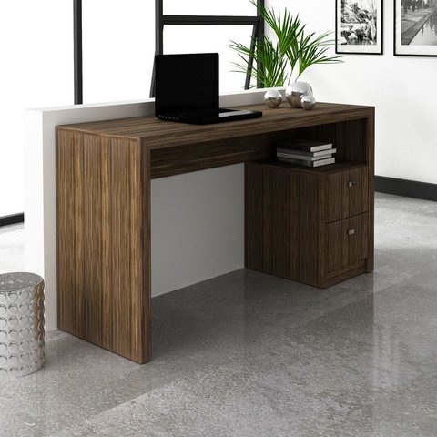 Mesa para Escritório com 2 Gavetas Me4130 Nogal Tecnomobili