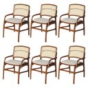 Ver imagem 1 de Conjunto 6 Cadeiras de Cozinha Florença em Madeira Jequitibá Terra Braço Encosto Palha Linho Bege