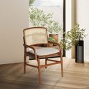 Ver imagem 2 de Conjunto 6 Cadeiras de Cozinha Florença em Madeira Jequitibá Terra Braço Encosto Palha Linho Bege