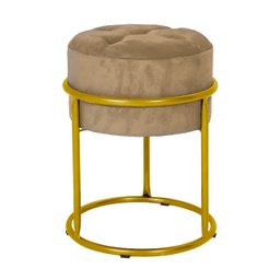 Puff Decorativo Estofado Capitonê Cores em Ferro Dourado:capuccino - 1