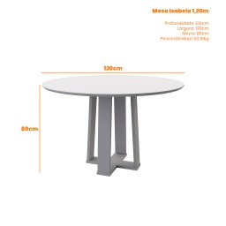 Mesa de Jantar Isabela Ypê 120x120cm para 4 Cadeiras New Ceval - 2