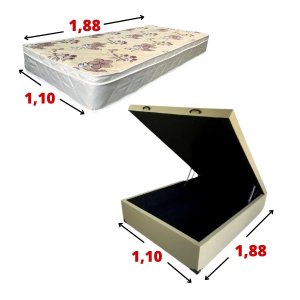 Cama Baú com Colchão Molas Ensacadas 1,10 X 1,88