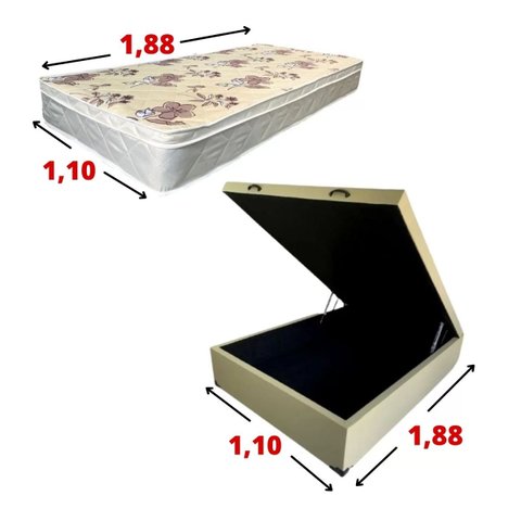 Cama Baú com Colchão Molas Ensacadas 1,10 X 1,88