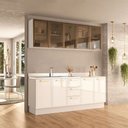 Ver imagem 1 de Cozinha Compacta Amara 9 Portas 3 Gavetas com Vidro 40250788 Branco - Politorno