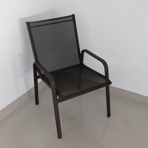 Cadeira Maresias - Alumínio em Marrom com Tela Sling Marrom Mescla com Preta MÓVEIS E LAZER