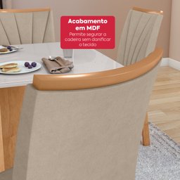 Conjunto Mesa de Jantar Celebrare 1,20 C/ Vidro e 4 Cadeiras Apogeu Tecido Veludo Naturale Creme - 10 Conjunto Mesa de Jantar Celebrare 1,20 C/ Vidro e 4 Cadeiras Apogeu Tecido Veludo Naturale Creme - 10
