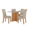 Conjunto Mesa de Jantar Celebrare 1,20 C/ Vidro e 4 Cadeiras Apogeu Tecido Veludo Naturale Creme - 4