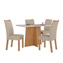 Ver imagem 4 de Conjunto Mesa de Jantar Celebrare 1,20 C/ Vidro e 4 Cadeiras Apogeu Tecido Veludo Naturale Creme