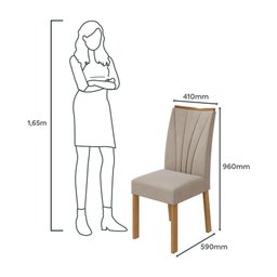 Conjunto Mesa de Jantar Celebrare 1,20 C/ Vidro e 4 Cadeiras Apogeu Tecido Veludo Naturale Creme - 6