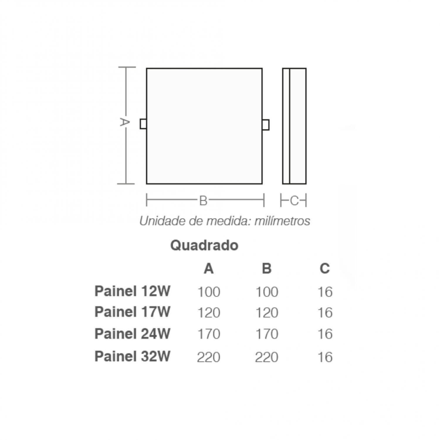 Painel LED Frameless 17W Quadrado Embutir Sobrepor 3000K Taschibra - 2