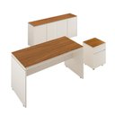 Ver imagem 1 de Conjunto de Escritório Office 3 Peças Mesa Gaveteiro Balcão Hera - Via Nossa - Off White e Cedro