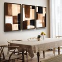 Ver imagem 1 de Trio Quadros Sala Abstrato Moderno Moldura Grande