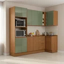 Ver imagem 1 de Cozinha Completa de Canto 5 Peças Torre Quente e Balcões com Tampo Vibra Canela/Verde Pistache