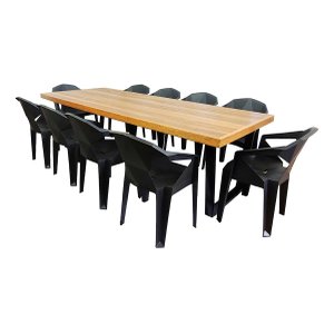 Jogo Mesa Industrial Diamond 2,20m 10 Cadeiras Área Gourmet Movelaria Leal Mesa de Jantar Estilo Ind