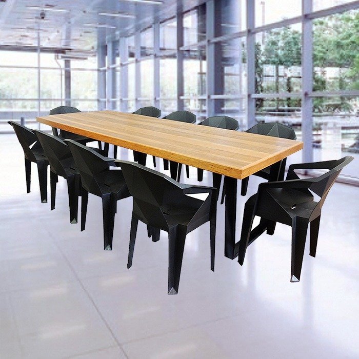 Jogo Mesa Industrial Diamond 2,20m 10 Cadeiras Área Gourmet Movelaria Leal Mesa de Jantar Estilo Ind - 2