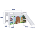 Ver imagem 7 de Cama Infantil Elevada com Escorregador Branco com Cortina Estampada Zoo Branco