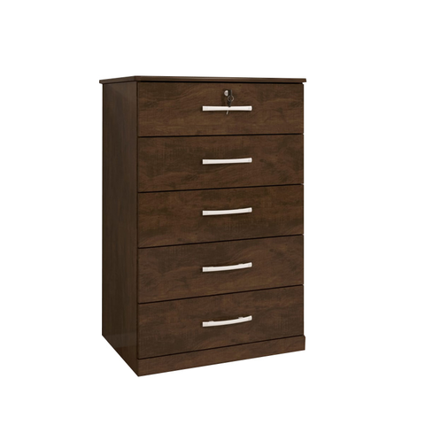 Cômoda Vane 013 5 Gavetas com Chave Organizador Quarto :Ipê