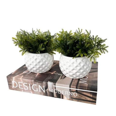 Decoração 3 Peças Livro Porta Objetos e Dupla Vaso Branco