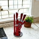 Ver imagem 2 de Jogo de Facas para Cozinha Vermelho com Cepos - 9 Peças