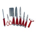 Ver imagem 3 de Jogo de Facas para Cozinha Vermelho com Cepos - 9 Peças