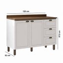Ver imagem 4 de Balcão para Pia Modelo Americano Provençal 2 Portas 3 Gavetas Frentes em MDF com Tampo Conecta Branco/Ébano