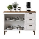 Ver imagem 6 de Balcão para Pia Modelo Americano Provençal 2 Portas 3 Gavetas Frentes em MDF com Tampo Conecta Branco/Ébano