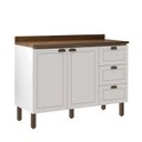 Ver imagem 3 de Balcão para Pia Modelo Americano Provençal 2 Portas 3 Gavetas Frentes em MDF com Tampo Conecta Branco/Ébano