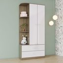 Ver imagem 1 de Guarda Roupa Infantil 2 Portas 2 Gavetas com Canto Decorativo Labirinto Branco/Rústico