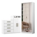 Ver imagem 1 de Cômoda Sapateira Áurea e Armário Multiuso Grife Branco – Demóbile