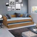 Ver imagem 1 de Sofá Cama Solteiro Duo Com Cama Auxiliar Em Mdf Reforçado 15Mm Amendoa - Cor: Marrom