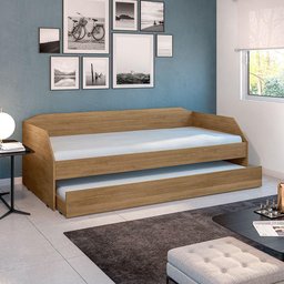 Sofá Cama Solteiro Duo Com Cama Auxiliar Em Mdf Reforçado 15Mm Amendoa - Cor: Marrom - 5