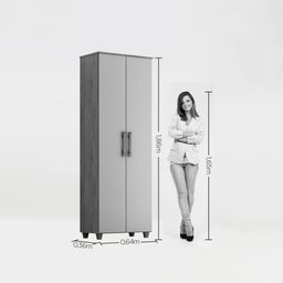 Armário Sapateiro Multiuso Lages 2 Portas 5 Prateleiras MDF Marrom Madeira Grafite - 4