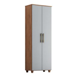 Armário Sapateiro Multiuso Lages 2 Portas 5 Prateleiras MDF Marrom Madeira Grafite - 2