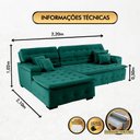 Ver mais imagens de Sofá Orlando 2.20x2.10m com Chaise, Retrátil e Reclinável - Verde