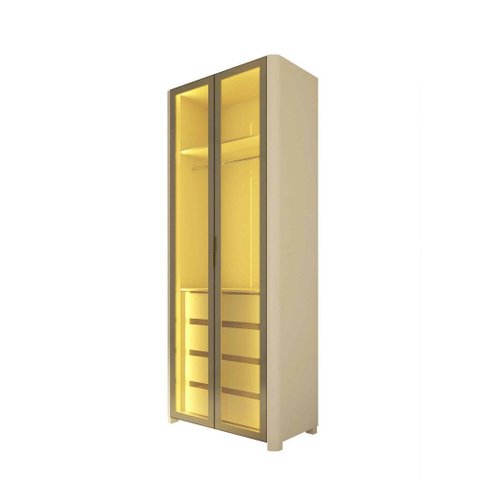 Guarda Roupa Modular 2 Portas Innova Led Reflecta Off White - Gelius