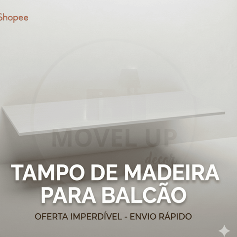 Tampo de Cozinha Branco 120x51cm P/ Balcão de Pia Armário Cooktop em Madeira Resistente Compacto