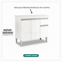 Ver imagem 2 de Tampo de Cozinha Branco 120x51cm P/ Balcão de Pia Armário Cooktop em Madeira Resistente Compacto