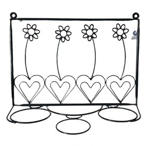 Suporte Ferro para Plantas 3 Vasos na Cor Preta