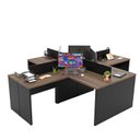 Ver imagem 2 de Estação de Trabalho Mesas em L 4 Lugares 120x60 Netmobil - Nogal/preto