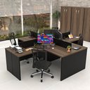 Ver imagem 1 de Estação de Trabalho Mesas em L 4 Lugares 120x60 Netmobil - Nogal/preto